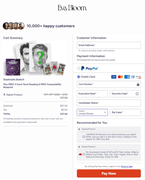 Eva Bloom Soulmate Sketch Checkout Page Secure Payment